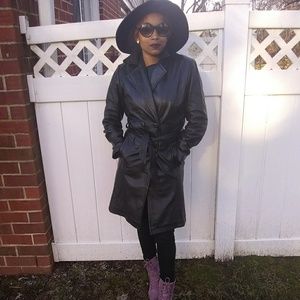 EUC Guine leather trench coat